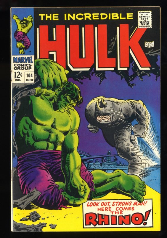 Incredible Hulk #104 FN+ 6.5 vs Rhino!
