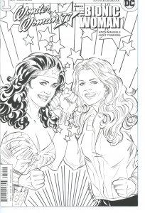 Wonder Woman & Bionic Woman 1 B&W Coloring Book Cover  9.0 (our highest grade)