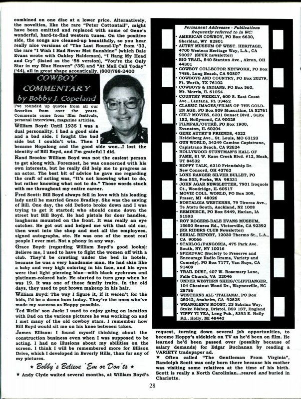 Western Clippings #28 1999-B-Wesrern movie fanzine-Republic Studios-FN