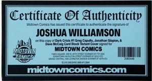 DARK CRISIS #1 GREG CAPULLO VARIANT SIGNED JOSHUA WILLIAMSON W/COA DC NM.