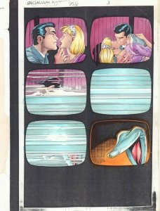 Spectacular Spider-Man #256 p.1 Color Guide Art - Kissing on TV - by John Kalisz