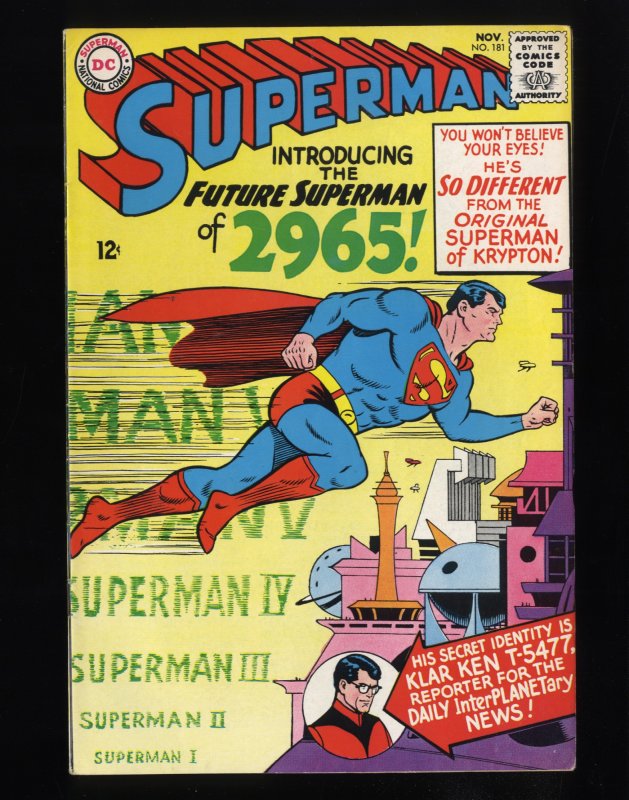 Superman #181 FN+ 6.5 Future Superman from 2965!