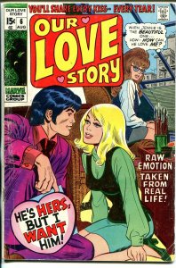 Our Love Story #6 1970-Marvel-romance stories-love triangle cover-G