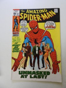 The Amazing Spider-Man #87 VG+ condition bottom staple detached from cover