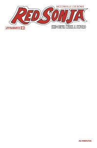 Red Sonja: She-Devil With A Sword #1 Blank Variant Cover Near Mint