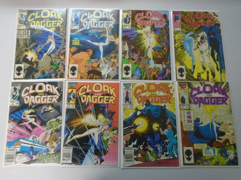 Cloak and Dagger comic lot from:#1-11 (2nd series) all 8 diff 8.0 VF (1985)