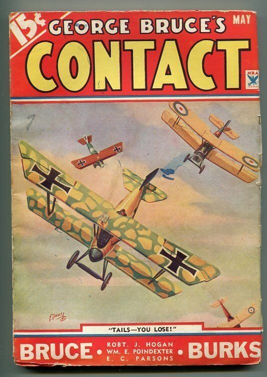 GEORGE BRUCE'S CONTACT 05/1934-WWI-BI-PLANE-FRANK TINSLEY-ROBERT J HOGAN-vg