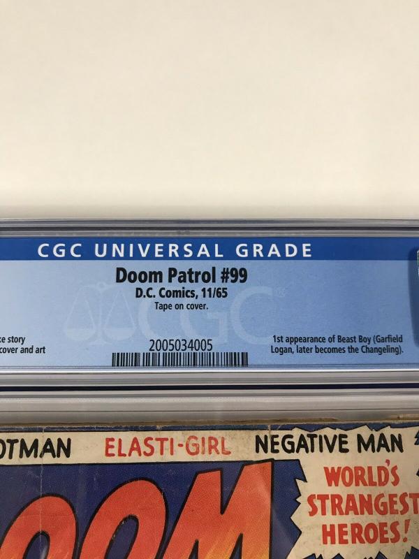 Doom Patrol 99 Cgc 3.0 Ow/w Pages 1st Chameleon Dc Silver Age 