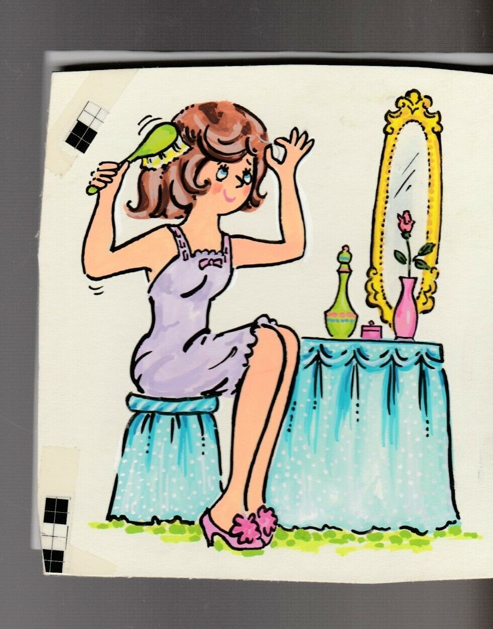 MOTHERS DAY Cute Cartoon Woman Combing Hair MOTHERS DAY Cute Cartoon Woman Combing Hair