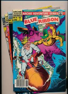 BLUE RIBBON COMICS Archie Adventure Series #5,7,8,9 FINE/VERY FINE (PF109)