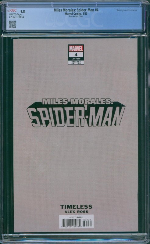 Miles Morales Spider-Man #4 CGC 9.8 Alex Ross Timeless Scorpion Virgin 2023