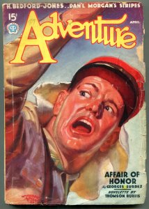 PULP:  Adventure Pulp April 1937- Hugh B Cave- Affair of Honor VG