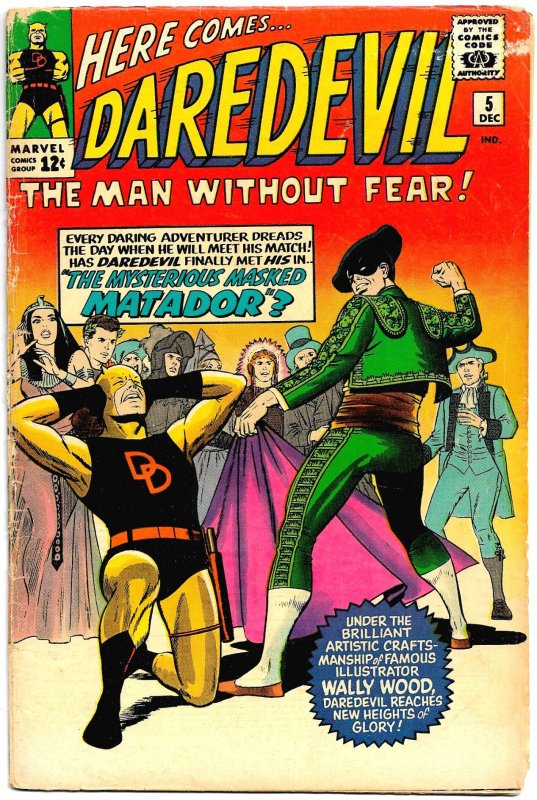 DAREDEVIL #5 (Dec1964) 5.5 FN-  Stan Lee /Wally Wood  Origin of The Matador!