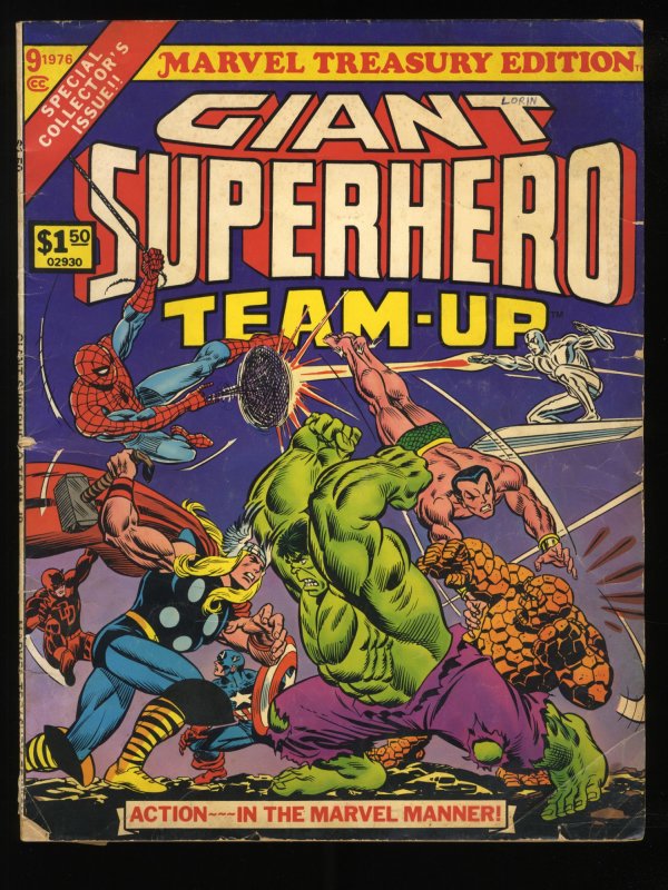 Marvel Treasury Edition #9 VG 4.0 Giant Superhero Team-Up Spider-Man Thor Hulk!