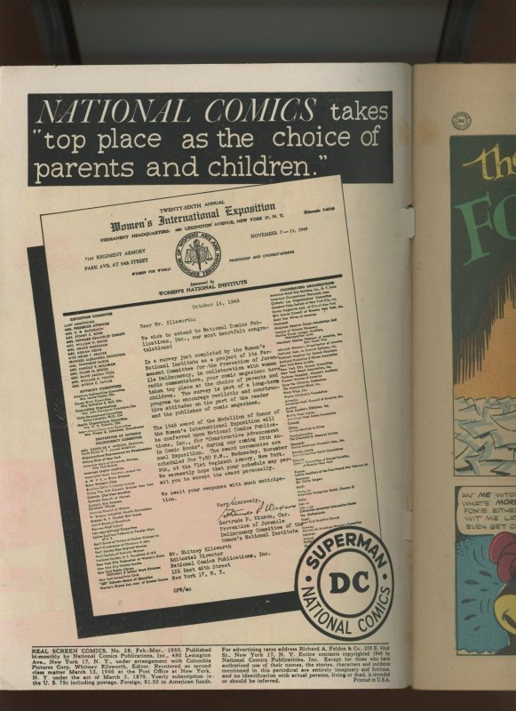(1950) Real Screen Comics #28: GOLDEN AGE DC! WE COMBINE SHIPPING! (4.0)