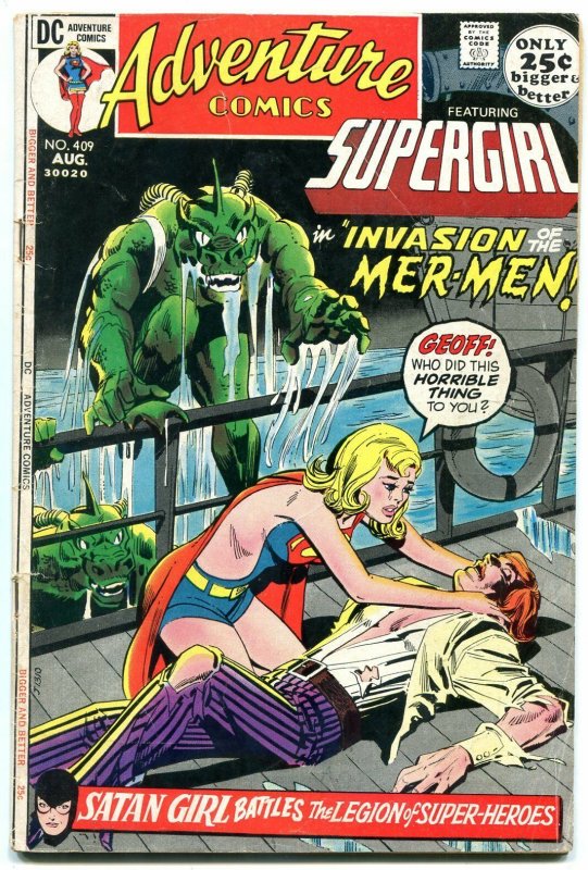 ADVENTURE #409 1971 SUPERGIRL -DC LEGION SUPER HEROES VG