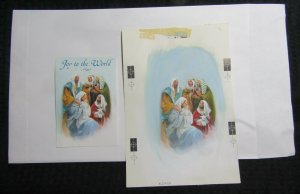JOY TO THE WORLD Mary Baby Jesus Three Wise Men 7.5x11 Greeting Card Art #X6050