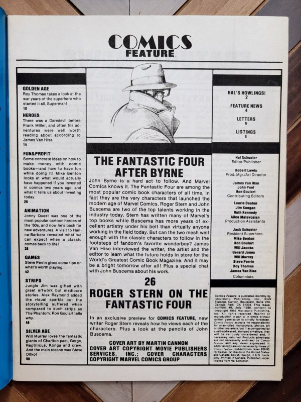 Comics Feature #46 VF- 1986 Roger Stern FANTASTIC FOUR Daredevil Goulart & More