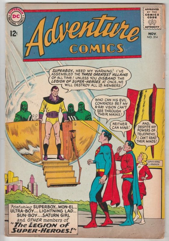 Adventure Comics #314 (Nov-63) VG+ Affordable-Grade Legion of Super-Heroes (S...