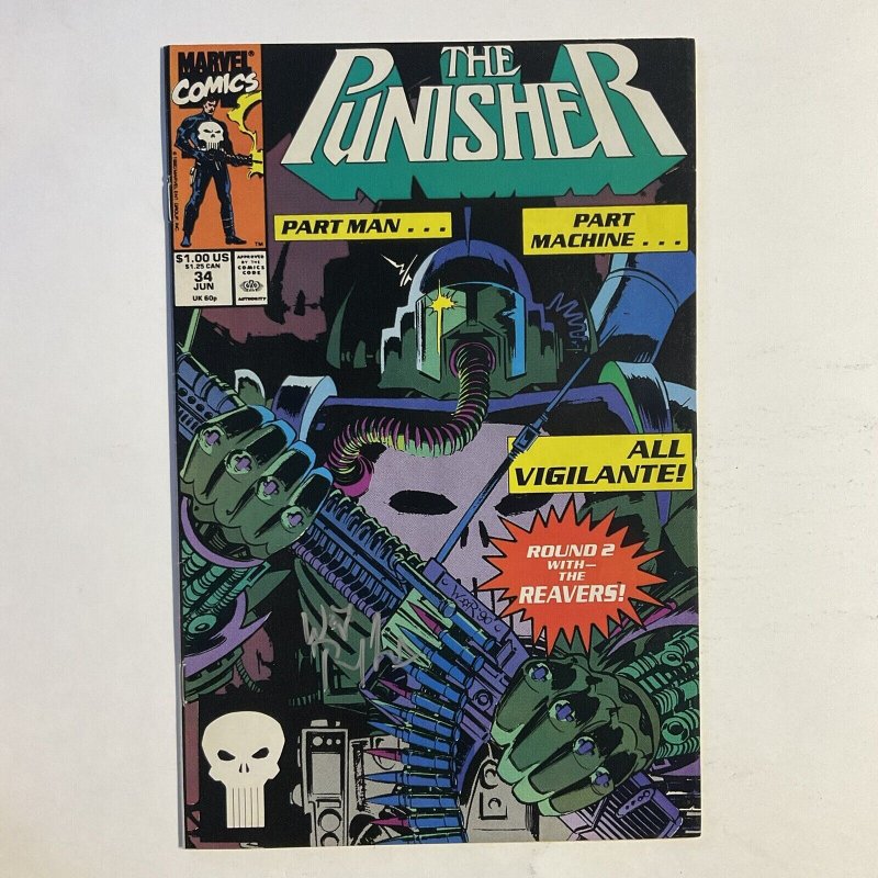 Punisher 34 1990 Signed by Whilce Portacio Marvel NM near mint