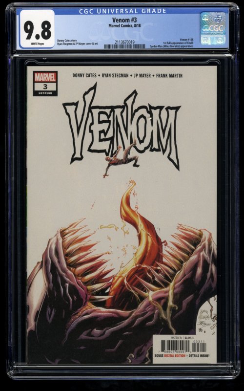 Venom (2018) #3 CGC NM/M 9.8 White Pages 1st Knull!