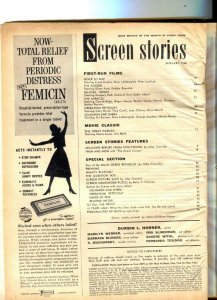 Screen Stories-Debbie Reynolds-Yul Brynner-Gina Lollobrigida-Jan-1960