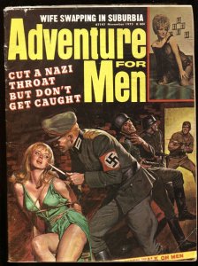 ADVENTURE FOR MEN-Nov 1973-NAZI menaces bound babe with knife!