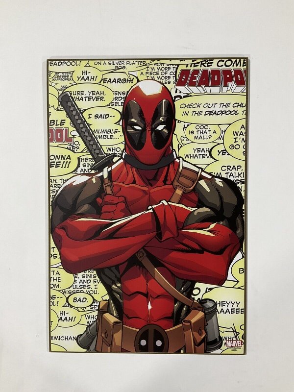 Deadpool Arms Crossed wood wall art plaque 13x19 Marvel 