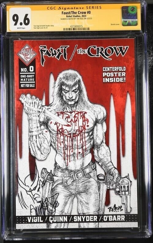 Faust/The Crow (2023) # 0 ( CGC 9.6 SS ) Signed & Sketch Tim Vigil * Census = 3