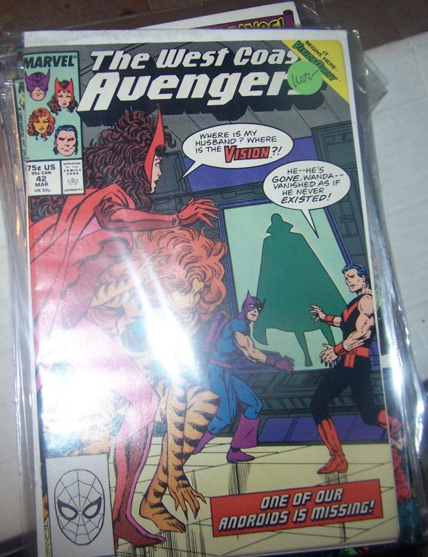 west coast avengers  # 42 MAR 1989 VISION QUEST WANDA HAWKEYE