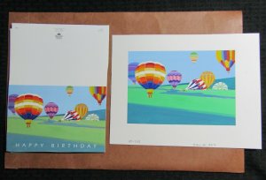 VACATION Colorful Hot Air Balloons 11x8.5 Greeting Card Art #7137 w/ 23 Cards