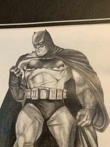 Original Comic Art Pencil Sketch Batman SIGNED. Artist Unknown 11”x14”