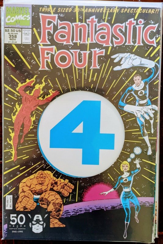 FANTASTIC FOUR #358. - 1st Paibok Power Skrull Die-Cut Anniversary. NM! HUGE KEY