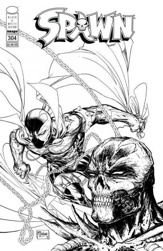 SPAWN (1992 IMAGE) #304 VARIANT CVR C B&W MCFARLANE & MATTINA PRESALE-01/15