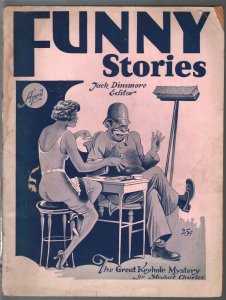Funny Stories 4/1929-spicy pulp stories & art-very rare-Great Keyhole Mystery-VG
