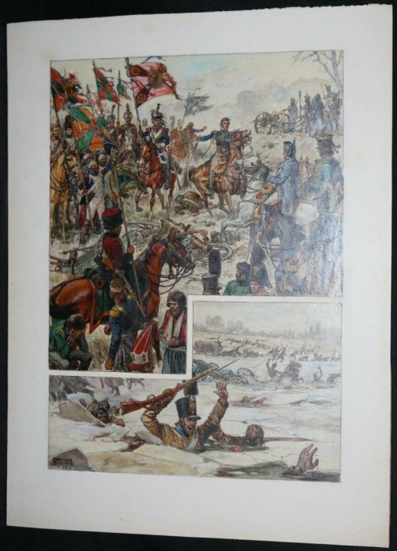 Napoleon Battle in the Snow Painted Art - 1979 Signed art by Jose Luis Salinas 
