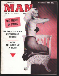 Modern Man 12/1953-Fishnet stocking cover-New York to Paris Auto Race Pt 2-Sp...