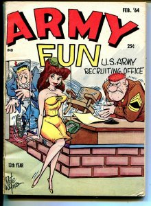 Army Fun 2/1964-Crestwood-military-spicy cartoons-jokes-comics-Wyma-VG/FN