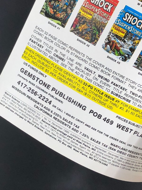 Weird Science #14 (1995) Gemstone Publishing Version