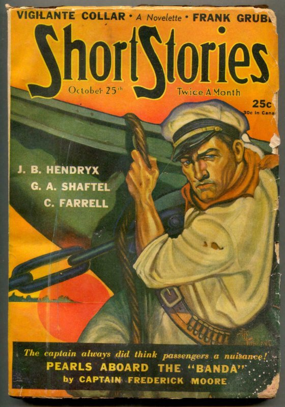 Short Stories Pulp October 25 1940- Vigilante Collar- Pearls Aboard the Banda