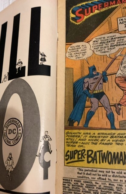World's Finest Comics #117 (1961)superbatwan vs the creature chipping edges