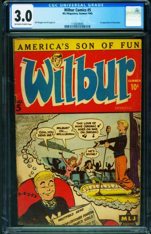 Wilbur Comics #5 CGC 3.0 First appearance of KATY KEENE-Archie 1139258005