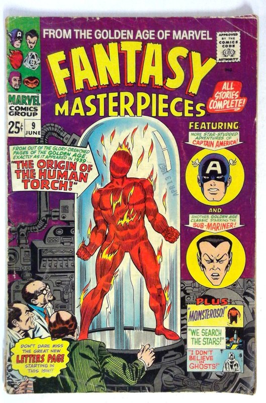 Fantasy Masterpieces #9 Human Torch Captain America Sub-Mariner (1967) Marvel VG