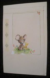 THANK YOU NOTE Cute Mouse Writing Letter 6x9 Greeting Card Art #17532 