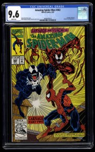Amazing Spider-Man #362 CGC NM+ 9.6 White Pages 2nd Carnage!