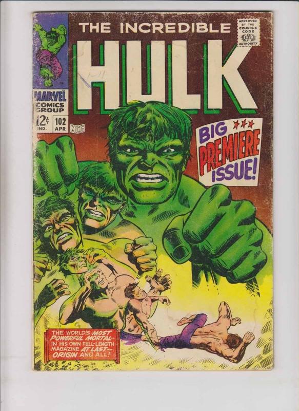 Incredible Hulk #102 VG april 1968 - silver age marvel comics - marie severin