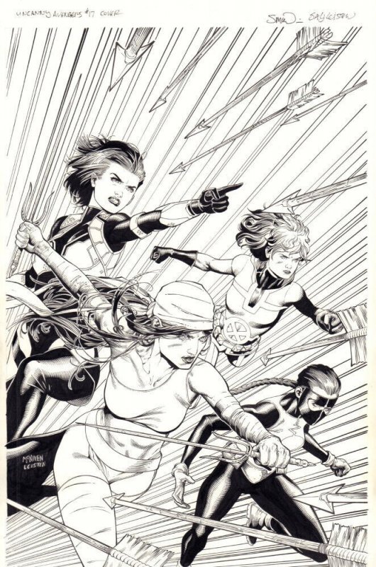 Uncanny Avengers #17 Cover - Wasp, Elektra, & Rogue - 2017 art by Steve McNiven