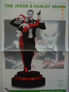 JOKER AND HARLEY QUINN STATUE Promo Poster, 12 x 17, 2015, DC, Unused 347