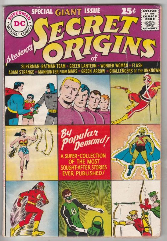 Secret Origins #1 (Aug-61) FN Mid-Grade Superman, Batman, Robin, Challengers,...