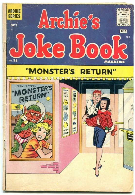 Archie's Joke Book #58 1961- Monster's Return- Horror movie poster VG-